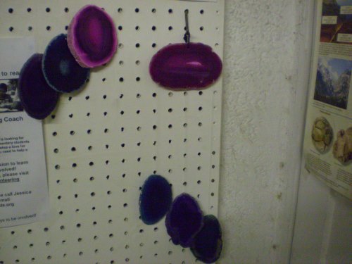 Agate slice wind chime, partial view.